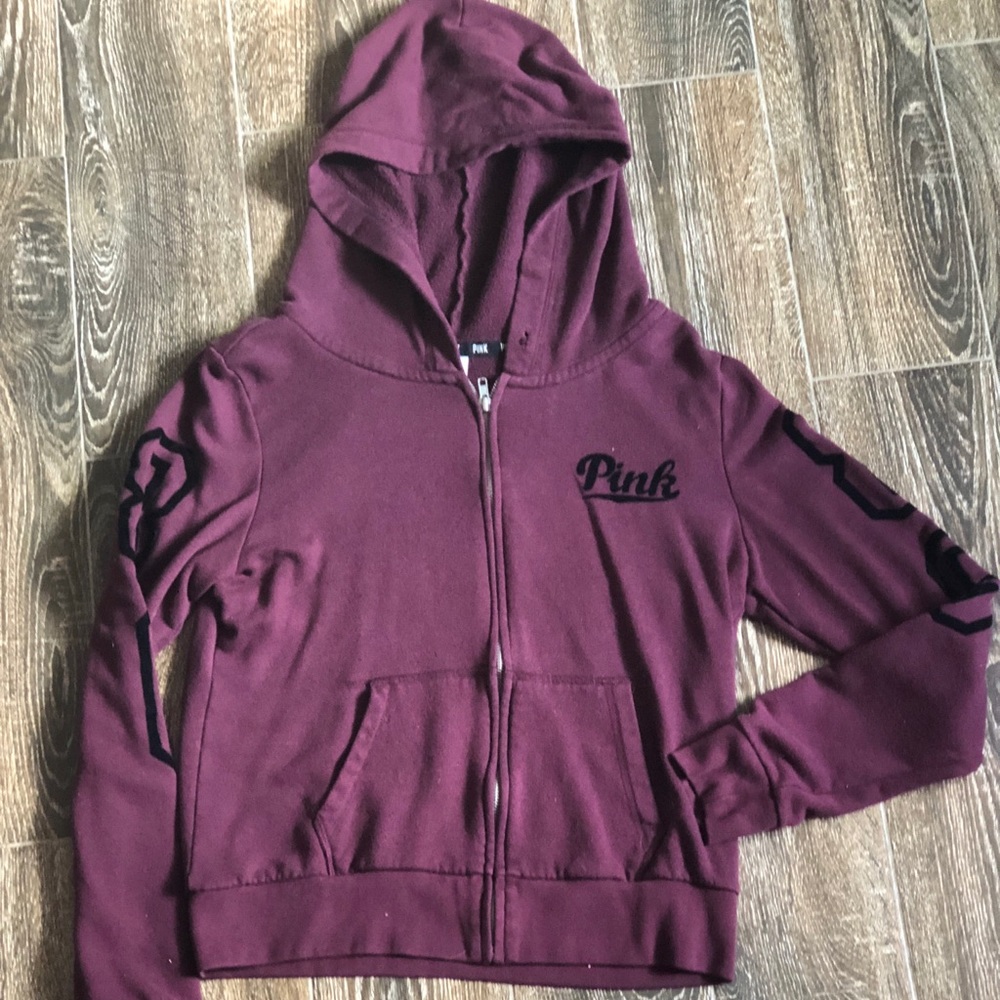 Love Pink Maroon Zip Up Hoodie